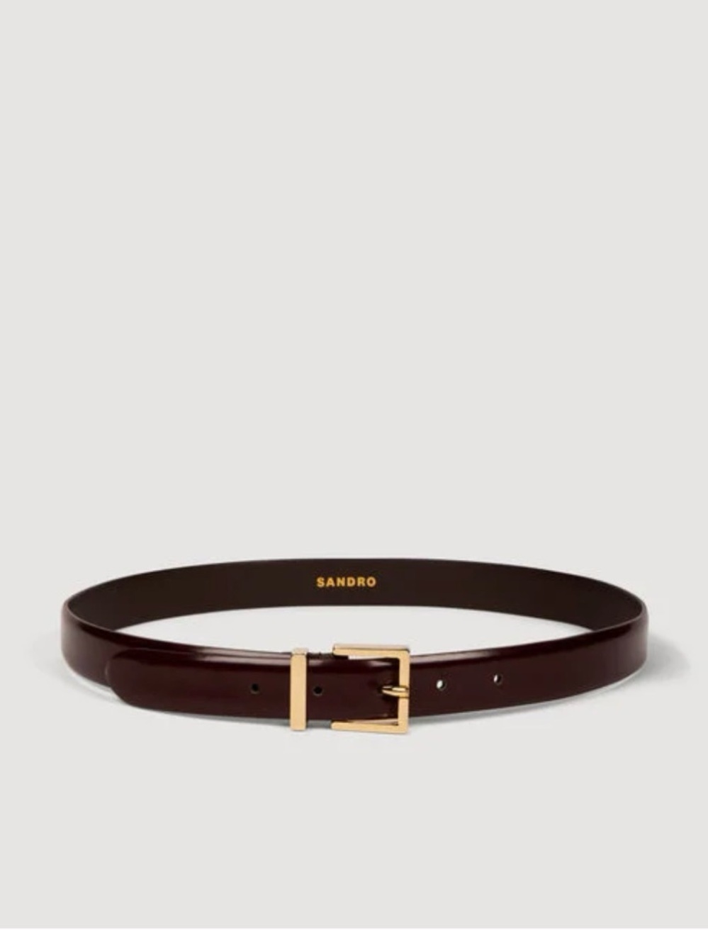 Sandro Women’s Bordeaux Leather Belt with Gold Buckle